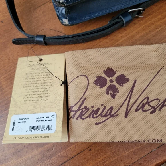 NWT Patricia Nash Laurentina Italian Folklore Blue Floral Print Leather Purse - Picture 10 of 16